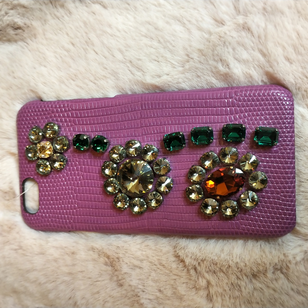 Dolce & Gabbana Reptile Embossed Embellished Leather iPhone 6S Case